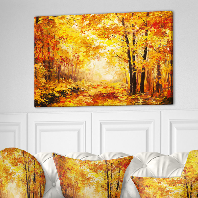 Forêt d'automne - reproduction sur toile tendue, H 12 po x l 20 po