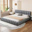Lit plateforme tapissier avec tissu en lin épais et structure solide-1836773601