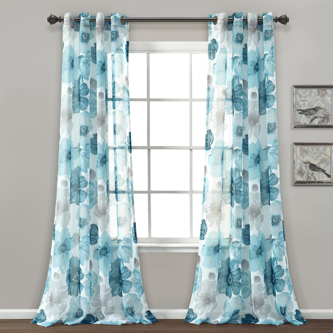 Leah Polyester Sheer Curtain Pair (Set of 2) Lush Decor Curtain 