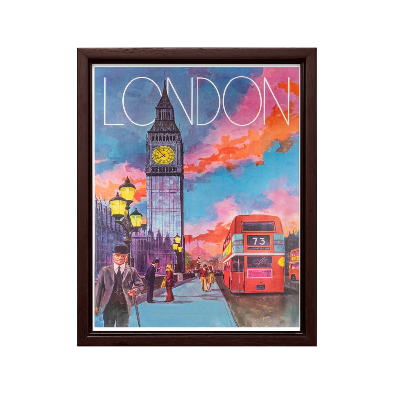 London City, Canevas, H 24 po x l 32 po, Encadrement brun