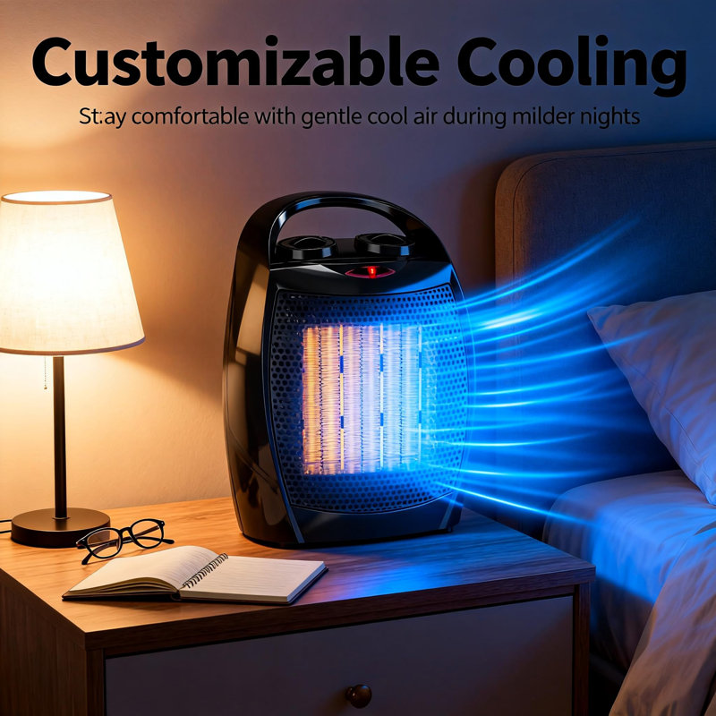 Space Heater - Handle Indoor Portable Electric Heaters, 2 Speed Adjustable PTC Fast Heating Ceramic Room Small Heater for Indoors Use 1500W/750W