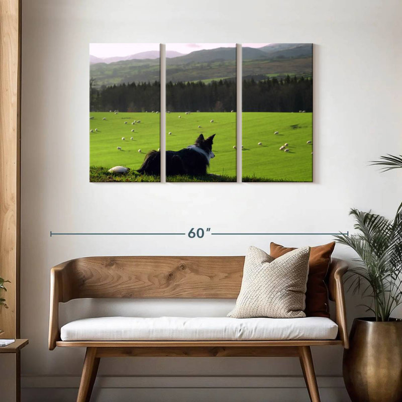 Brampt Dog Counting Sheep, 28" H x 45" W