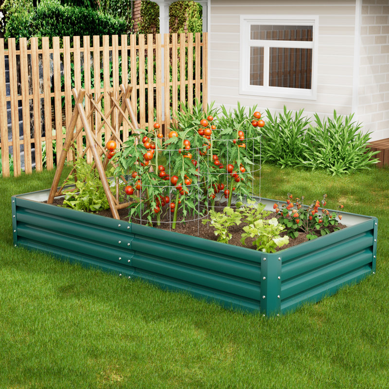 Humphery Galvanized Steel Raised Garden Bed, 12" H x 35" W x 71" D