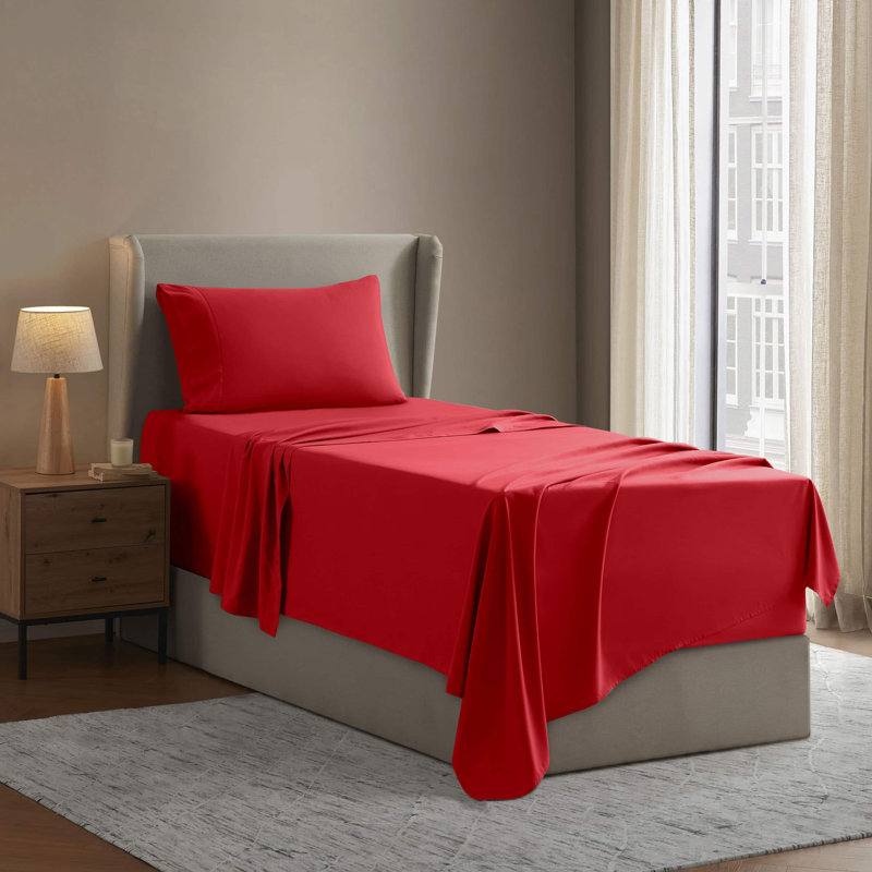 Luxury Collection Classic Smooth Thread Sheet Set, Twin XL, Valencia Red