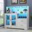 Heugel Wine Bar Cabinet with LED Light, Home Coffee Cabinet with Wine and Glass Rack-141196549