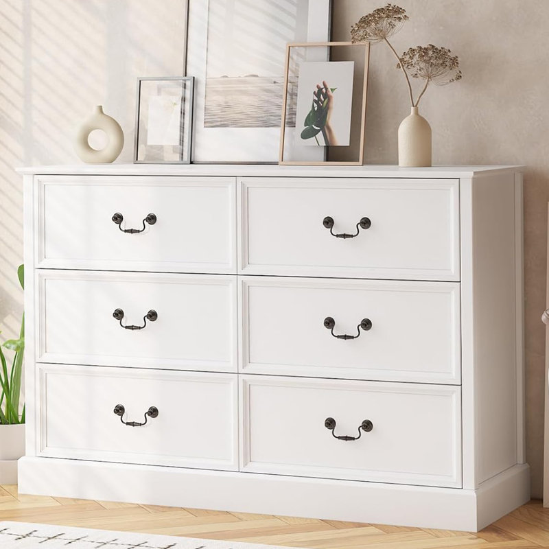 Commode 6 tiroirs Aalysa, Blanc