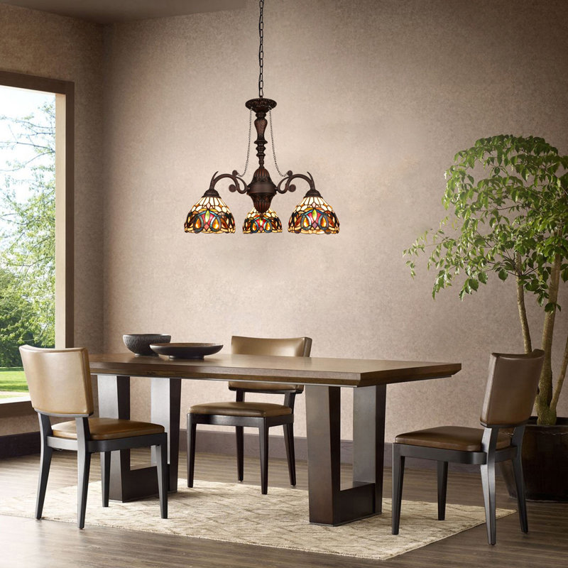 Victorian 3 - Light Glass Dimmable Chandelier