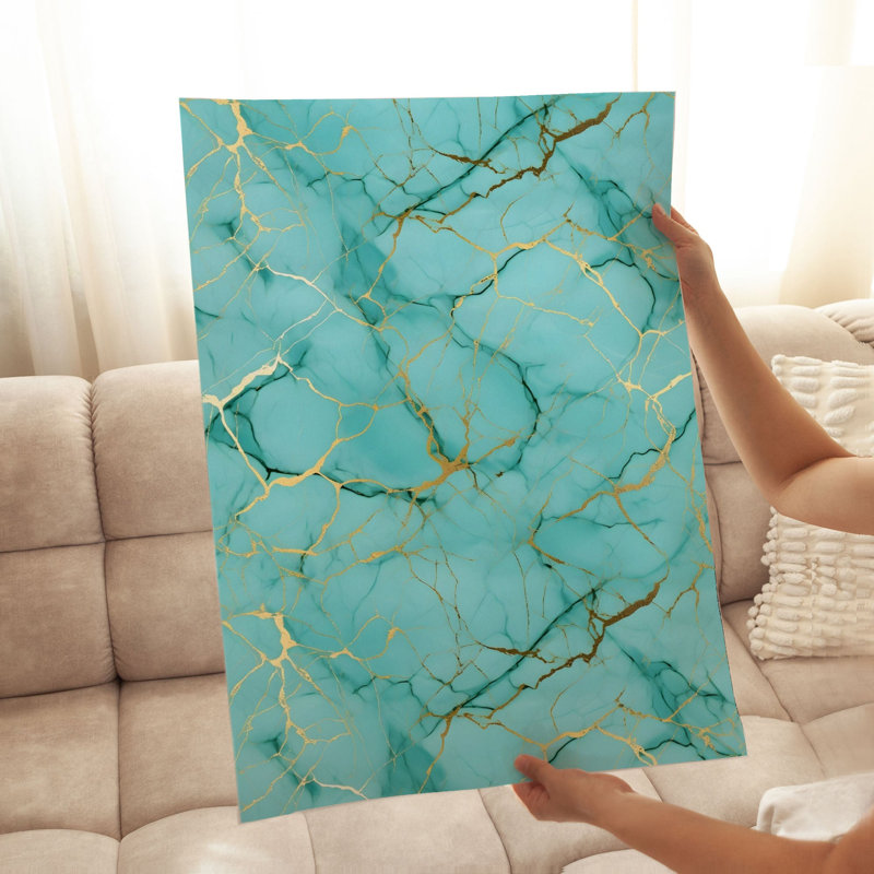 «Abstract Cyan Abstract Geode Crystal Dream I», reproduction d'art moderne sans cadre, H 14 po x l 11 po