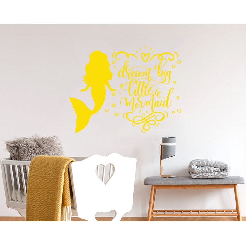Autocollant mural Dream Big Little Mermaid, Jaune