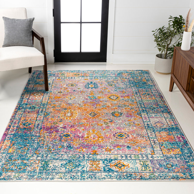 Tapis crème / bleu marine Lathan Bohemian FLAIR Boho, Rectangulaire 3 pi x 5 pi