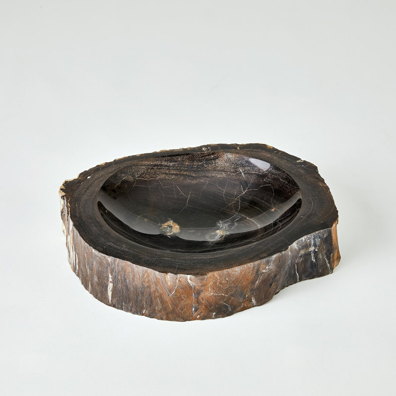 Handmade Wood Decorative Bowl, Black/Brown