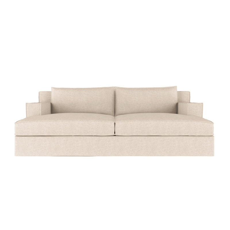 Mulberry Square Track-Arm Daybed with Flange Seam, Plush Velvet Oyster, Ebony