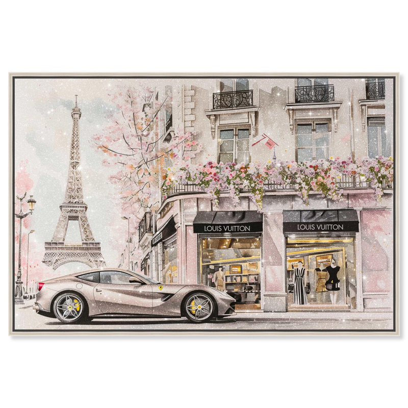 Impression d'art sur toile, magasinage commercial, H 17 po x l 25 po x P 2 po, Encadrement argenté