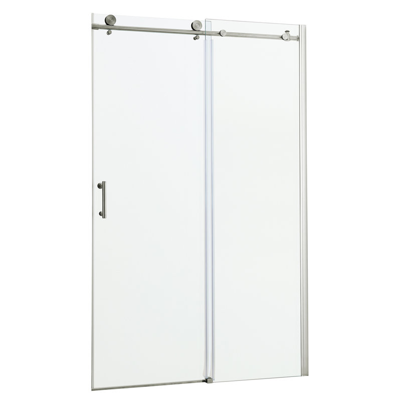 Shower Door 48" W X 76"H Single Sliding Bypass Shower Enclosure, 5/16 In. (8Mm), Brushed Silver