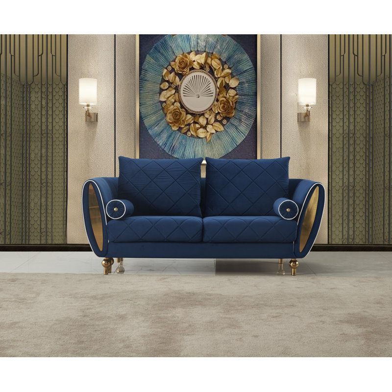 Sipario Vita Velvet Loveseat, Blue