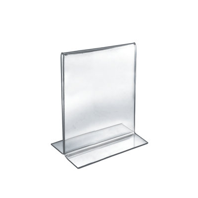 Bottom Loading Clear Acrylic T-Frame Sign Holder 8" Wide x 10'' High Vertical/Portrait, 10-Pack