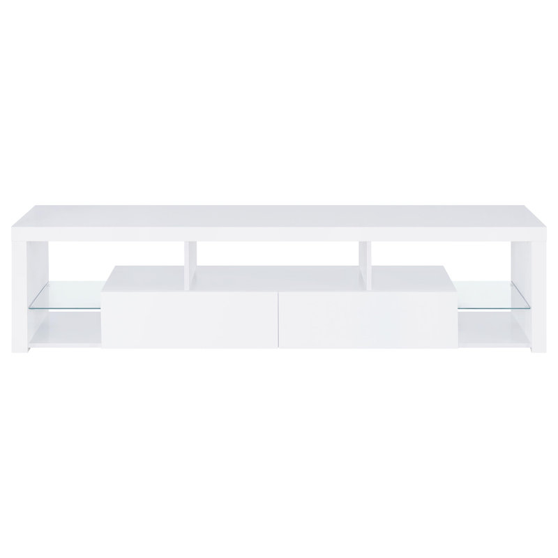 Jailine 2-Drawer 71" TV Stand With Shelving White High Gloss