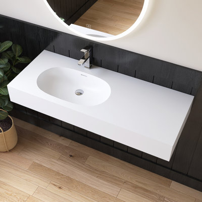 47'' Wall Mounted Bathroom Sink Solid Surface Bathroom Vessel Sink