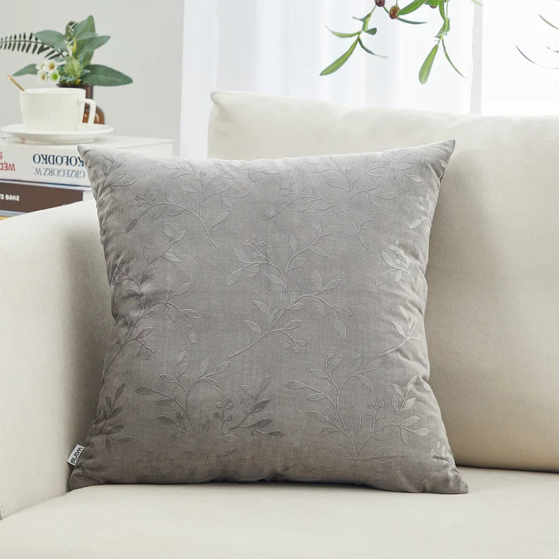 Coussin en velours Velvet Spring, Gris