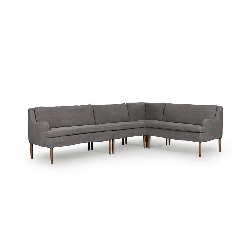 Aurelia Modular 3-Piece Slipcover Sectional, Broadway Coffee Linen, Right Hand Facing, 34.5" H x 99" W x 76" D