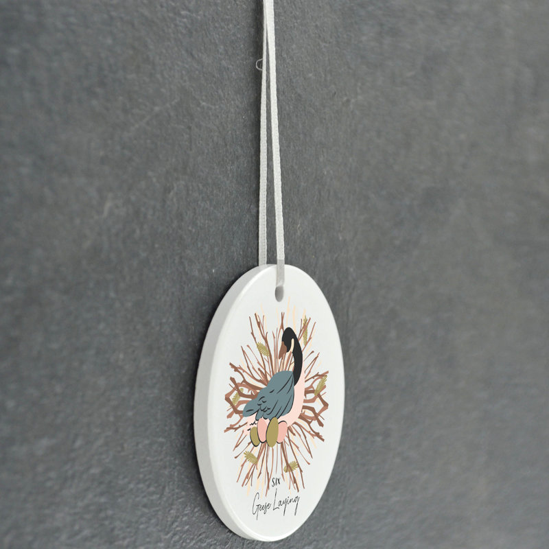 Sanson 12 Days 6 Geese Circle Shaped Ceramic Ornament