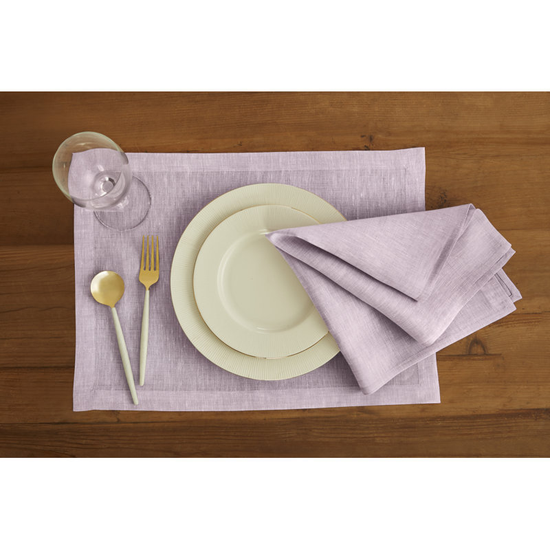 100% Pure Linen Dinner Napkins - Athena, Chambray Lavender
