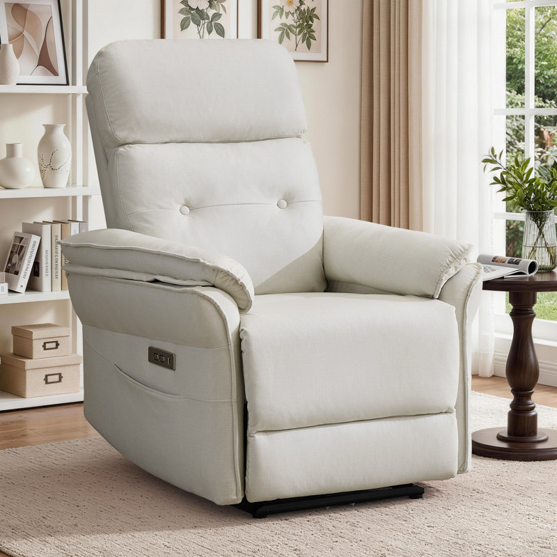 Power Zero Gravity Recliner Chairs, Electric Recliner Chair for Living Room and Bedroom, Small Recliner for Small Spaces with USB&Type-C Ports, Side Pockets