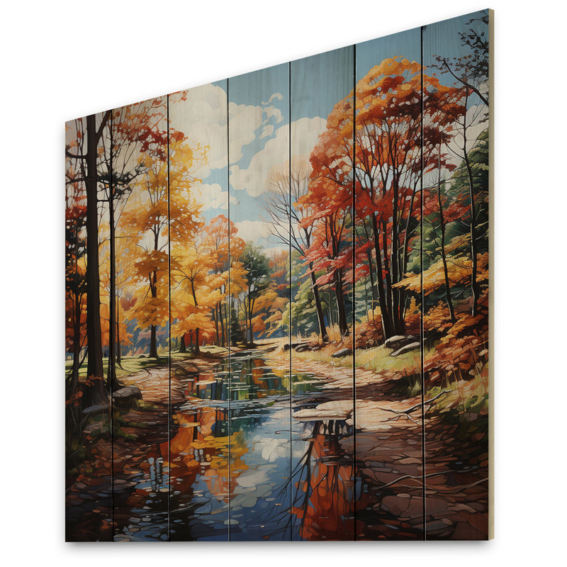 Jarmall, Allemagne, automne en orange I sur bois, H 25 po x l 25 po x P 0,78 po