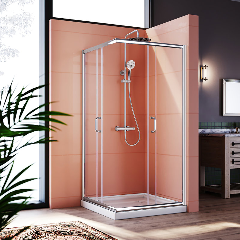 34"D x 34"W x 72"H Framed Square Shower Enclosure with 1/4"Tempered Glass Corner Shower Enclosure, Chrome