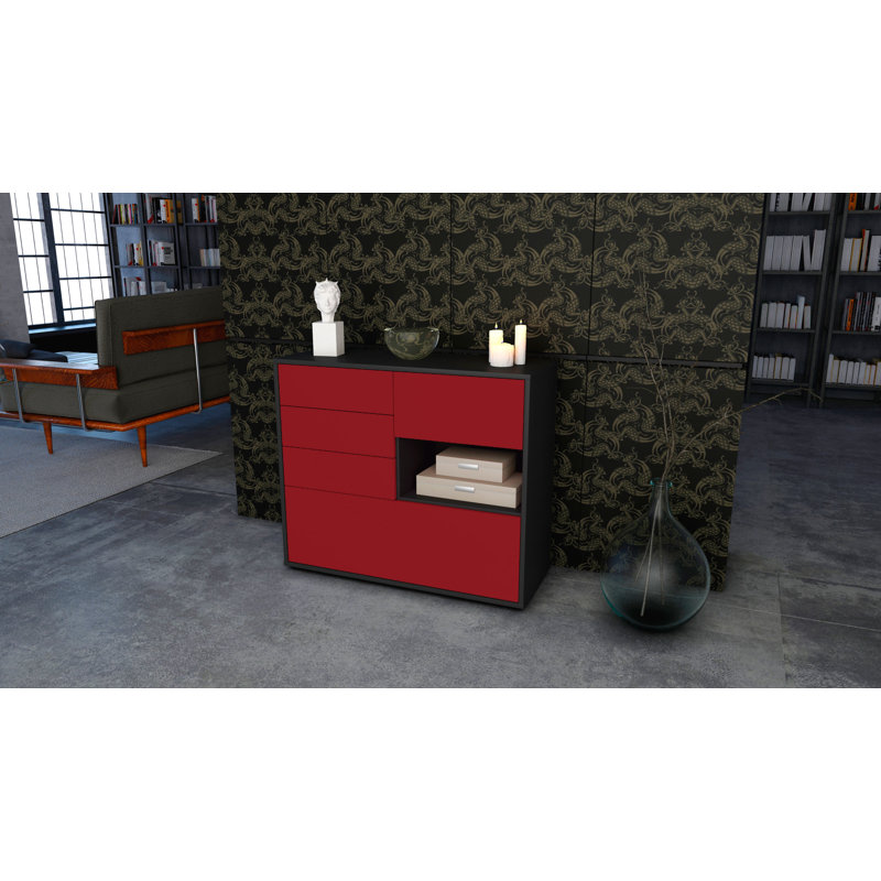 Pulaski 92cm Sideboard, Anthracite/Red