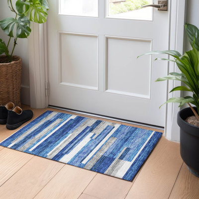 Tapis bleu Prisco lavable à la machine de qualité supérieure