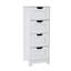 Armoire de rangement autoportante blanche avec 4 tiroirs, convenant à la salle de bain, au salon et à la cuisine