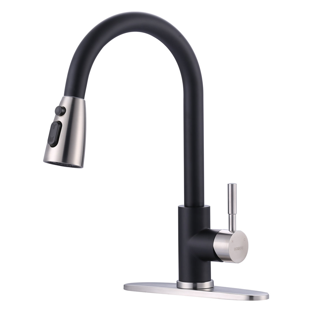 High Arc Pull Down Kitchen Faucet with Sprayer WOWOW