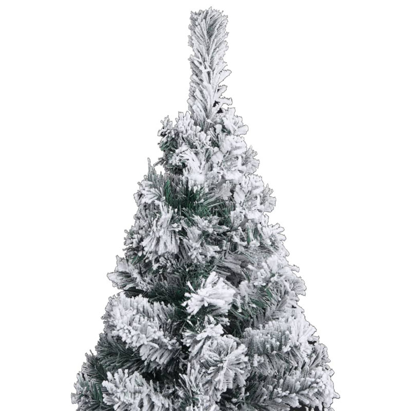 Slim Artificial Christmas Tree, Green, with 150 LEDs & 61 rose gold balls, 47.2"