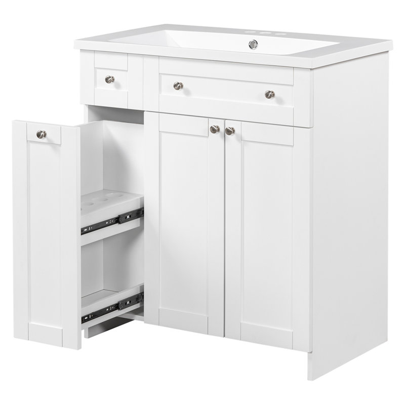 Meuble-lavabo 30 po avec lavabo en céramique, Blanc