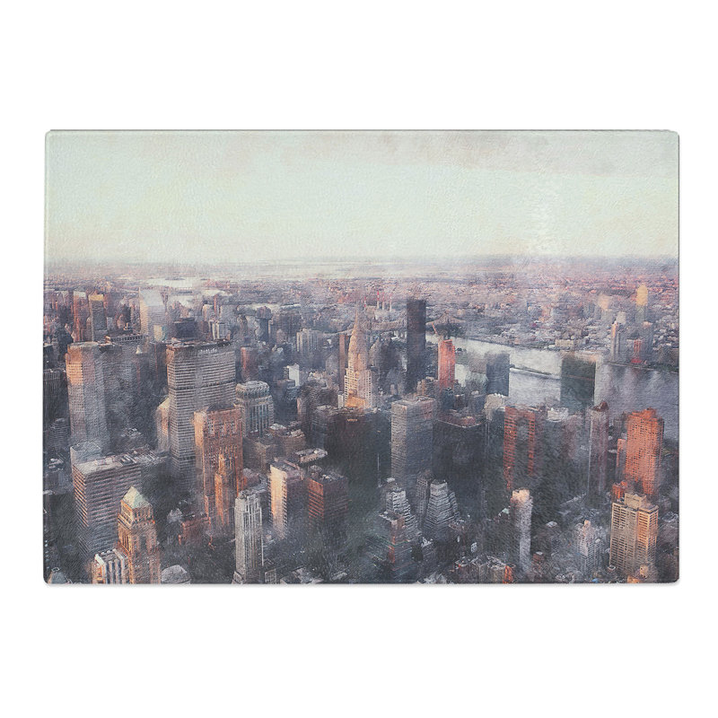 New York Skyline Vol.10 Painting Chopping Board, 0.4cm H x 28.5cm W x 39cm L