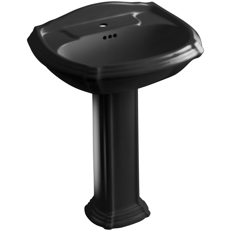 lavabo de salle de bain avec trop-plein 27" en céramique Portrait®, Noir, Trou simple