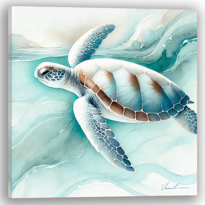 Serene Sea Turtle Wrapped Canvas Wall Art