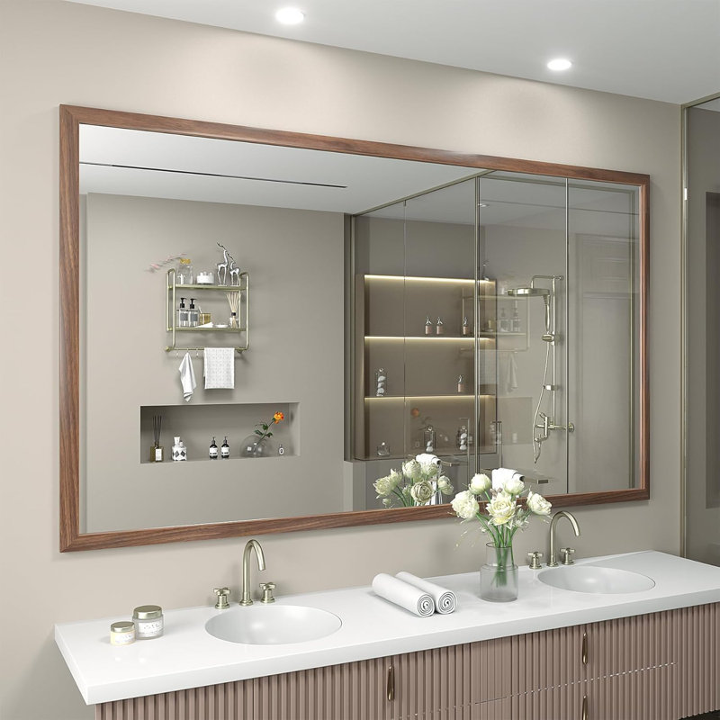 Lunara Belveled Edged Accent Rectangular Bathroom Wall Mirror with Tempered Glass & Rust-proof Aluminimn Framed, 72" x 36"