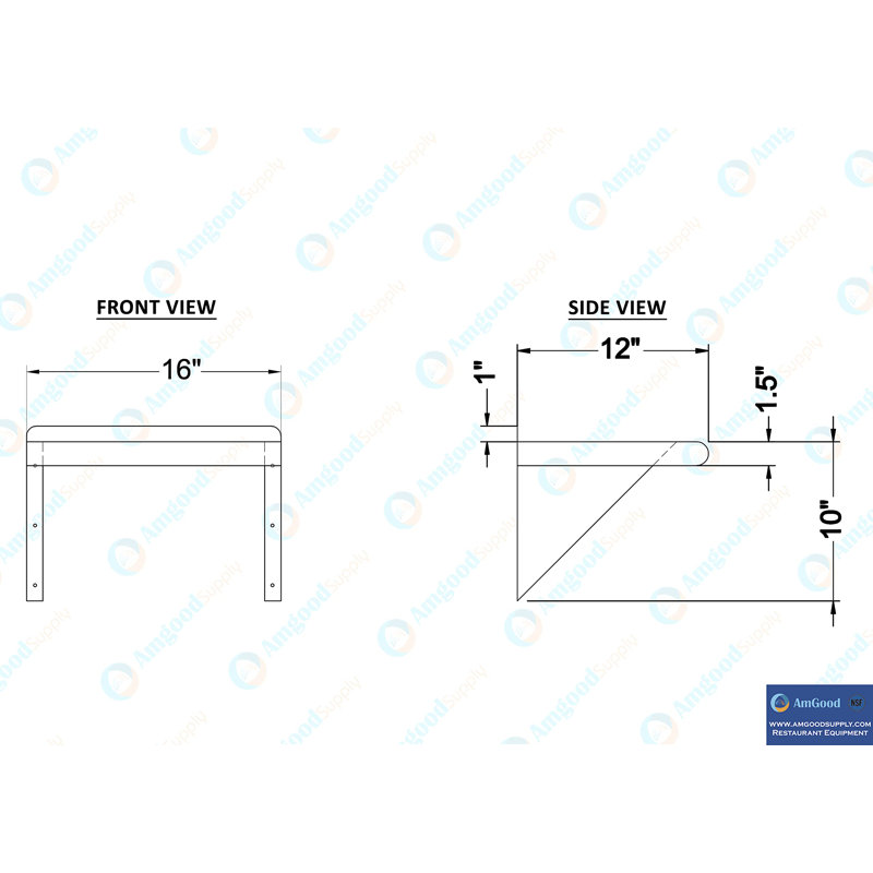 12" x 16" Stainless Steel Wall Shelf with Brackets