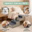 H 15,6 po H 2 en 1 pliable en bois pour chien avec escalier et repose-pieds antidérapant pour canapé, lit et véhicule - Gris clair