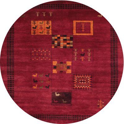 Tapis brun/rouge pourpre contemporain