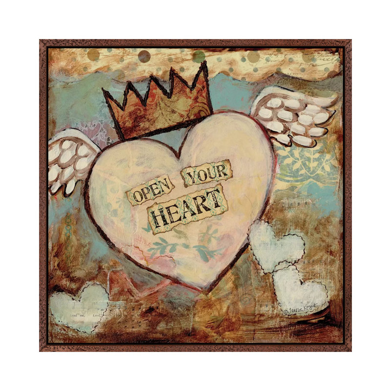 Open Your Heart by Teresa Kogut - Print on Canvas, Classic Brown Wood Floater Framed, 93.98cm H x 93.98cm W x 3.81cm D