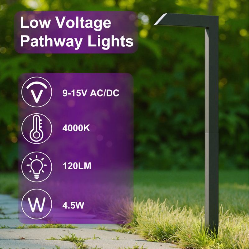 19''H LED Black Aluminum 4000K Outdoor Pathway Light with Etched Frosted Glass