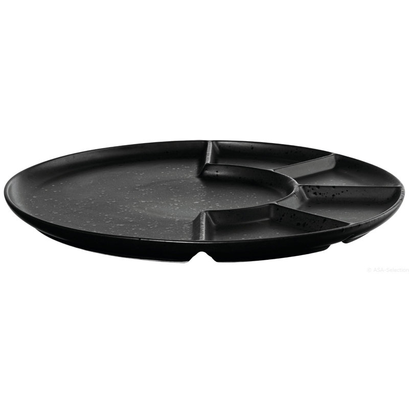 ASA Selection coppa Kuro aperitif plate, fondue plate, porcelain, D 24.2cm, Black