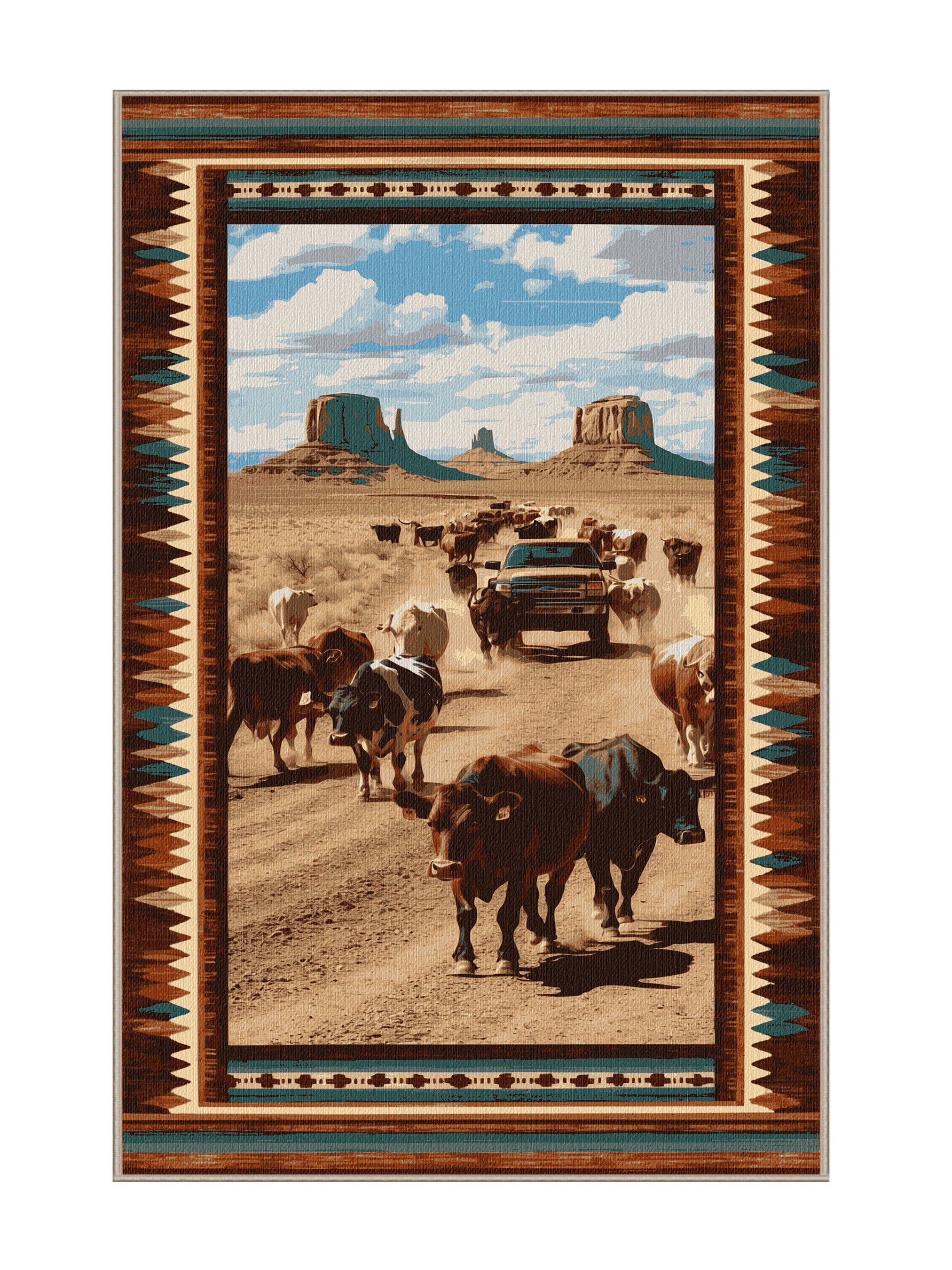 Branded Cattle Rug Bungalow Rose Washable Cattle Drive Southwestern Area Rug | Wayfair