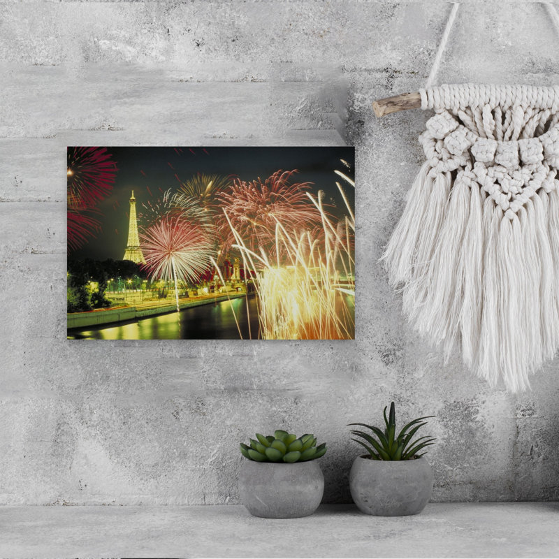 Feux d'artifice Paris, art abstrait contemporain, paysage, art mural, H 12 po x l 18 po