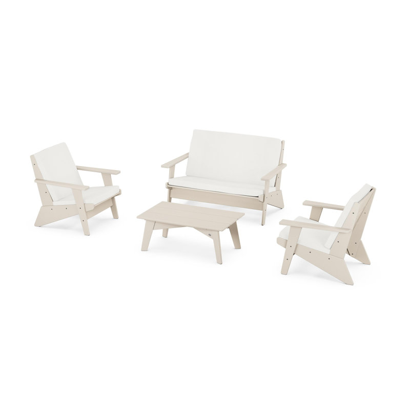 Riviera Modern Lounge 4-Piece Set, Natural Linen, Sand