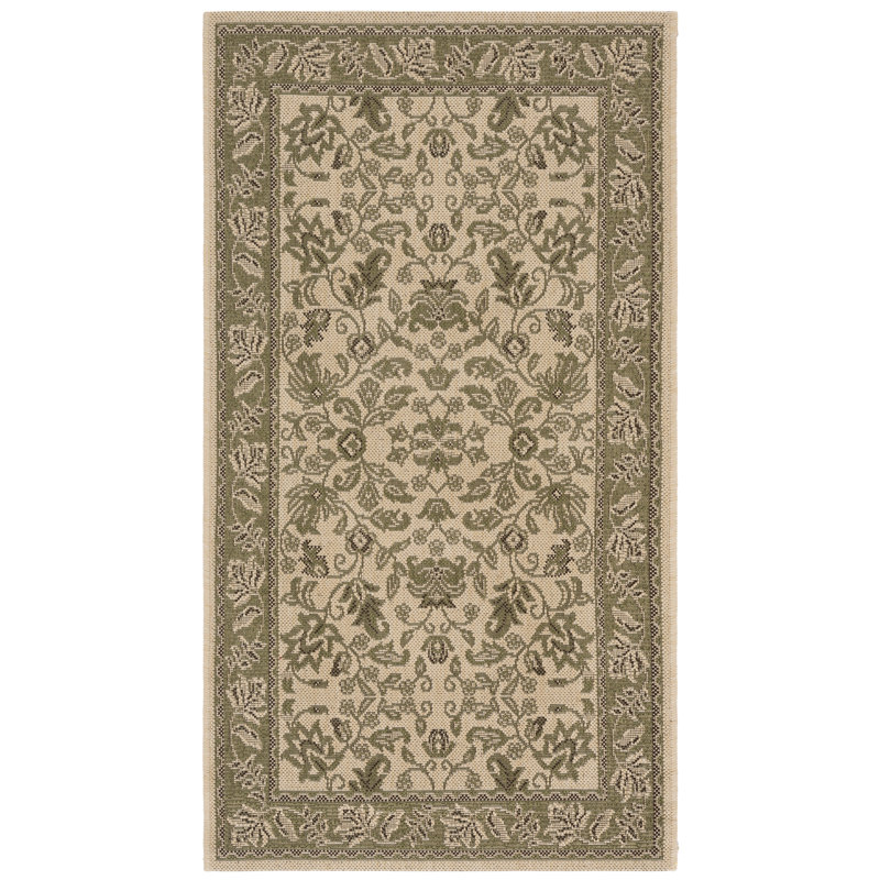 Tapis oriental crème / olive Arneshia, Rectangle 2 pi 7 po x 5 pi