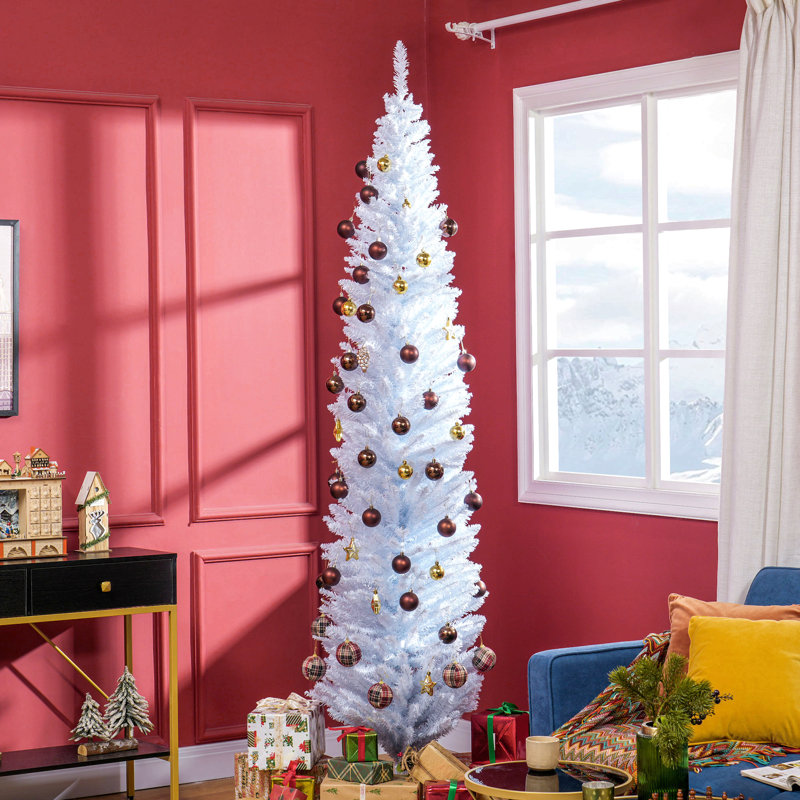 Arbre de Noël artificiel 8 pi avec 818 extrémités de branches réalistes et support en plastique, blanc
